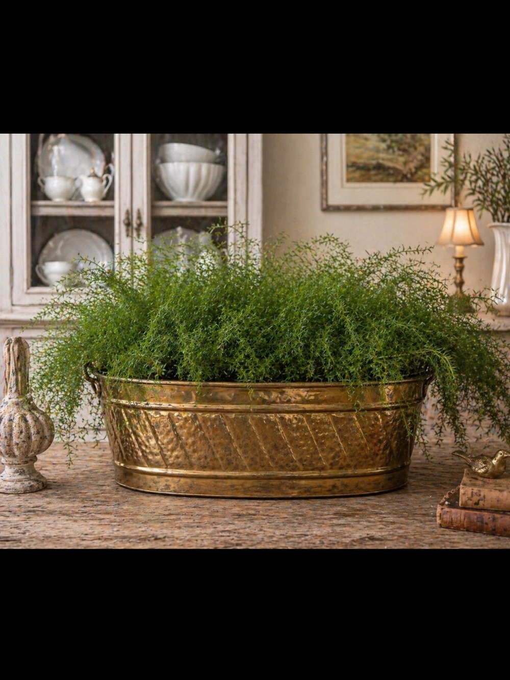 Large Vintage Brass Cachepot / Champagne Tub / Centerpiece Planter. 19.25x12.5